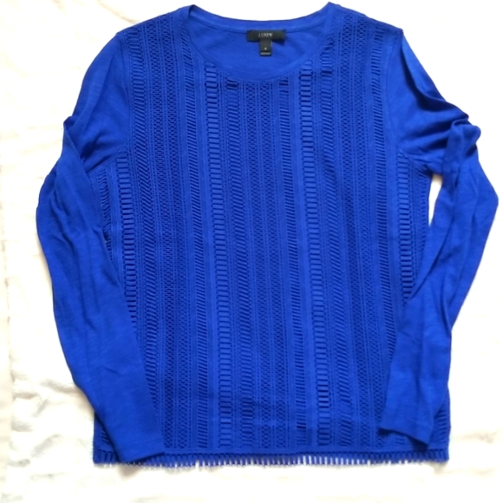 J.CREW Beautiful Royal Blue Lace Front Tee - Size Small